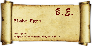 Blahm Egon névjegykártya